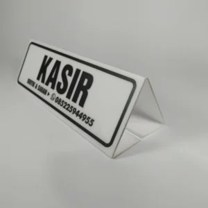 papan nama meja akrilik, papan nama meja kantor, papan nama